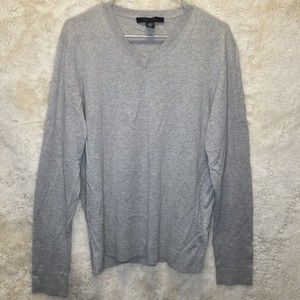 Kenneth Cole New York Men's Ribbed Gray V Neck Pullover Sweater Size XL